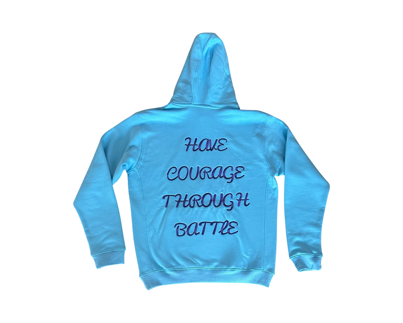 Peacock Blue & Grape Purple Have Courage Through Battle Valorouz Hoodie